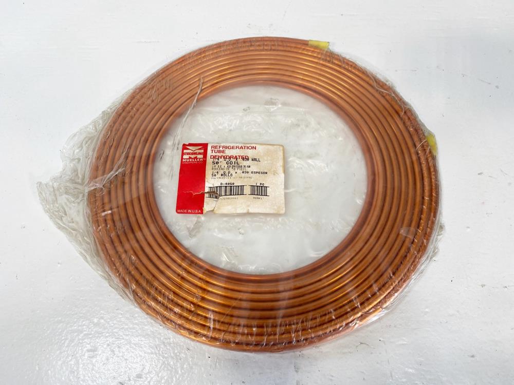 Lot of (3) Mueller 1/4" x 50' Dehydrated Copper Refrigeration Tubing D-4050